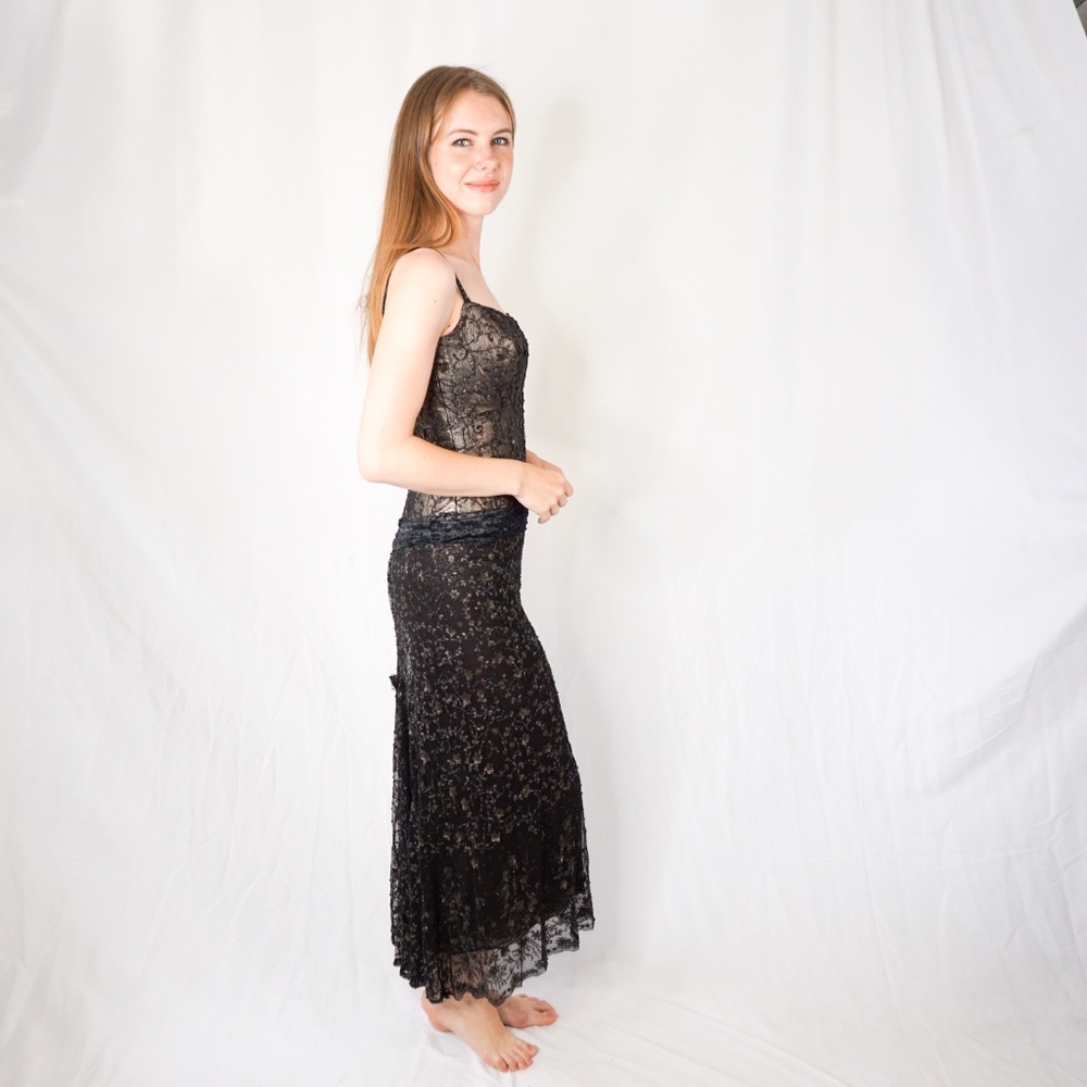 VINTAGE COUTURE Embellished Gown Rare Handmade - Picture 2 of 8
